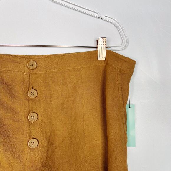 New Abound 1X Linen Blend Button Front Shorts in Tan Dale Summer Casual - Picture 3 of 10